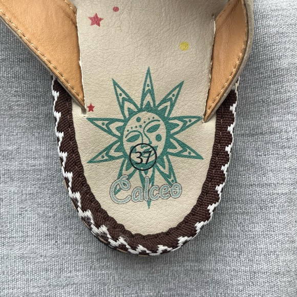 Women's Calceo Colorful Sun Bohemian Vegan Turkish Flip Flops, Size 37/6.5 - Picture 5 of 8